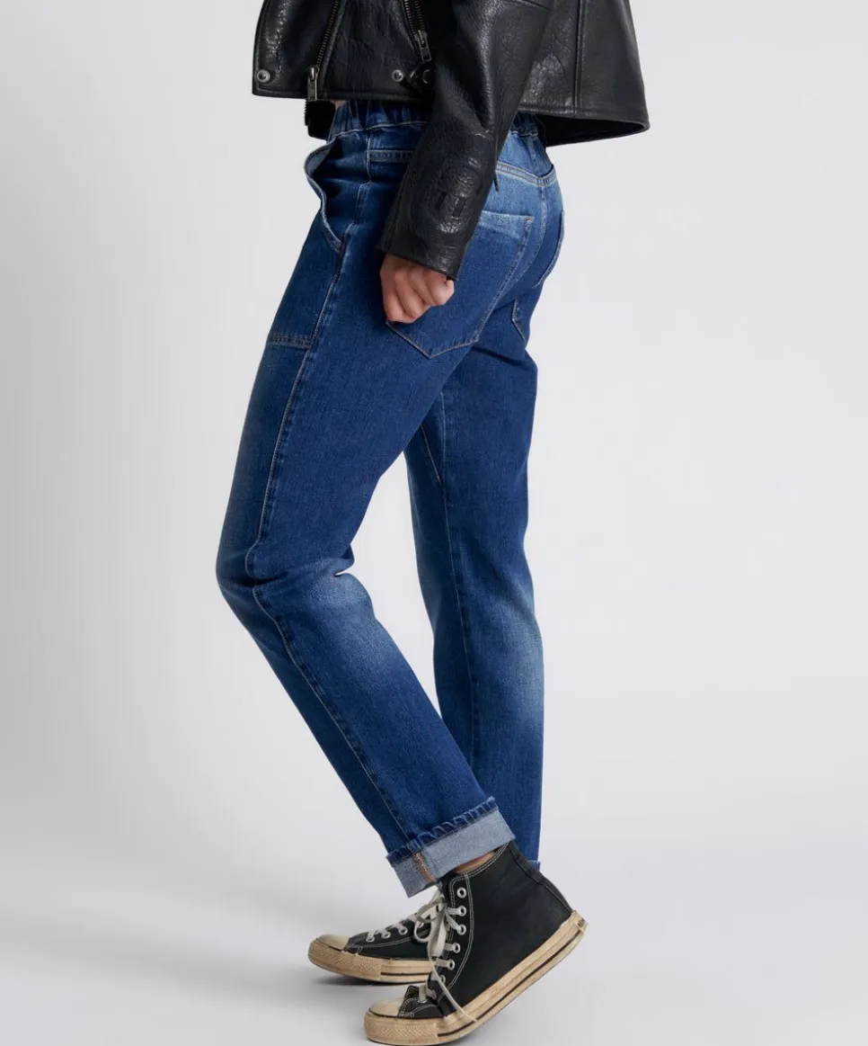 Denim Jeans|ONE TEASPOON Luxe Power Blue Shabbies Drawstring Boyfriend Jeans
