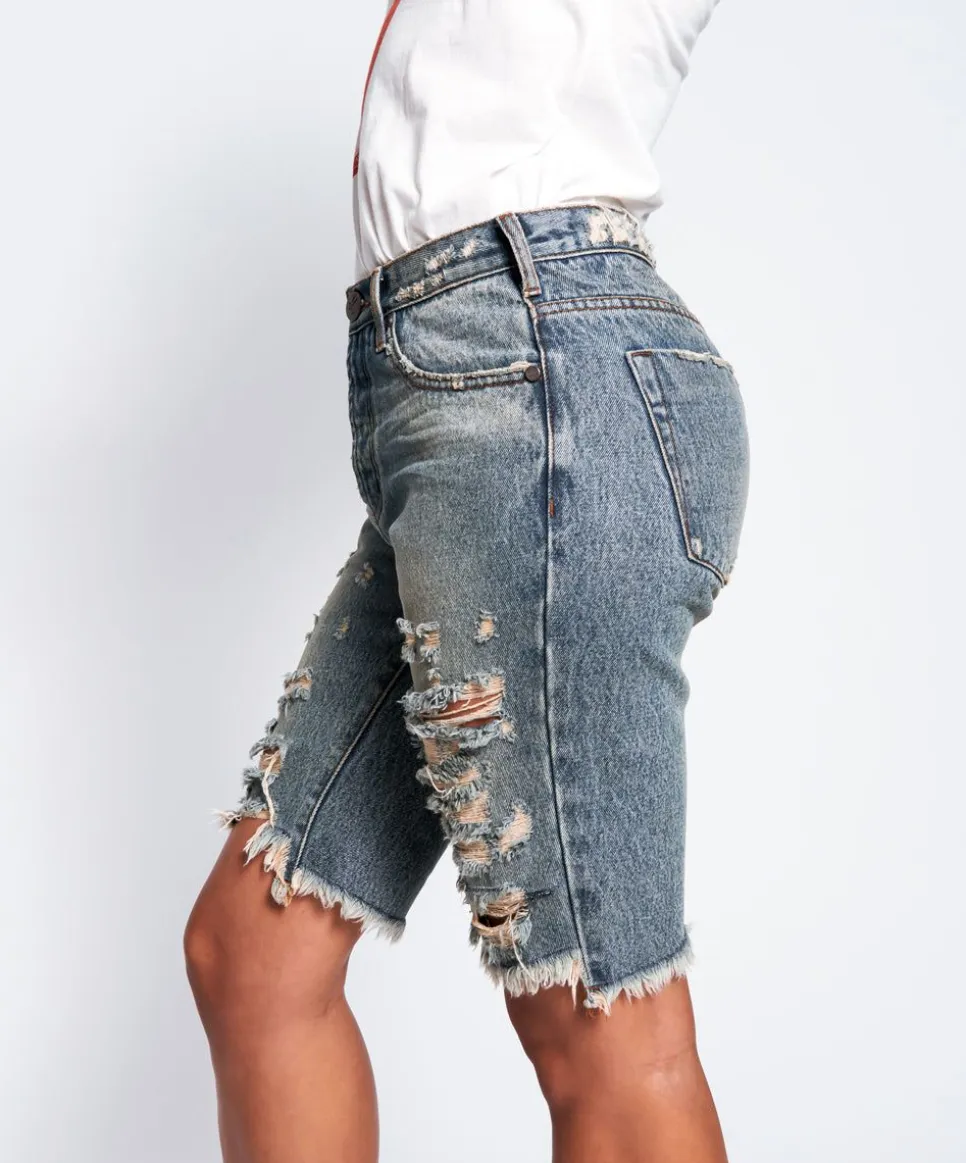 Denim Shorts|ONE TEASPOON Memphis Cut Off Truckers Mid Waist Relaxed Denim Shorts