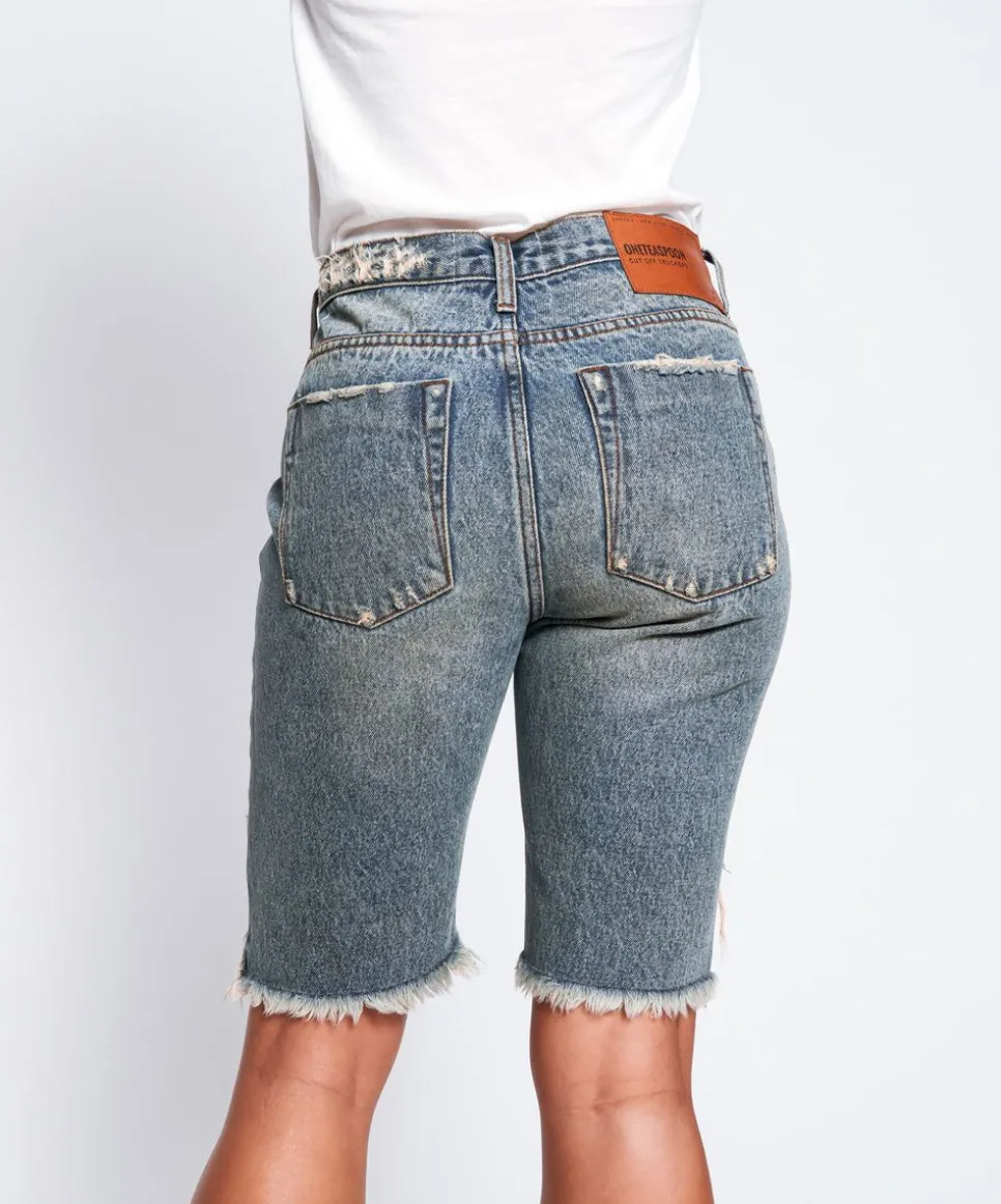 Denim Shorts|ONE TEASPOON Memphis Cut Off Truckers Mid Waist Relaxed Denim Shorts