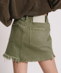 Denim Skirts|ONE TEASPOON Military Khaki 2020 Mini Denim Skirt