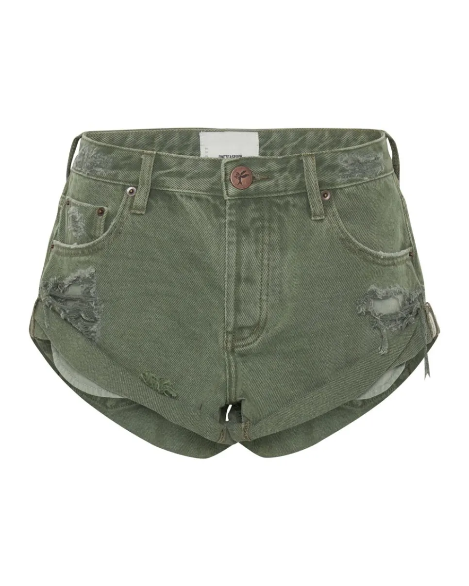 Denim Shorts|ONE TEASPOON Military Khaki Bandit Low Waist Shorts