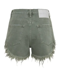 Denim Shorts|ONE TEASPOON Military Khaki Outlaws Mid Length Denim Shorts