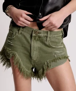 Denim Shorts|ONE TEASPOON Military Khaki Rollers Denim Shorts