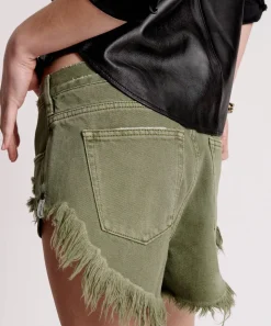 Denim Shorts|ONE TEASPOON Military Khaki Rollers Denim Shorts