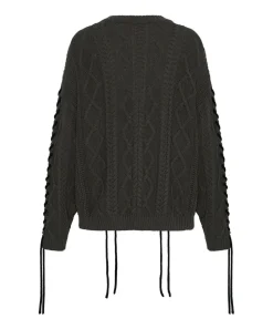 Knitwear|ONE TEASPOON Military Khaki Threaded Cable Sweater