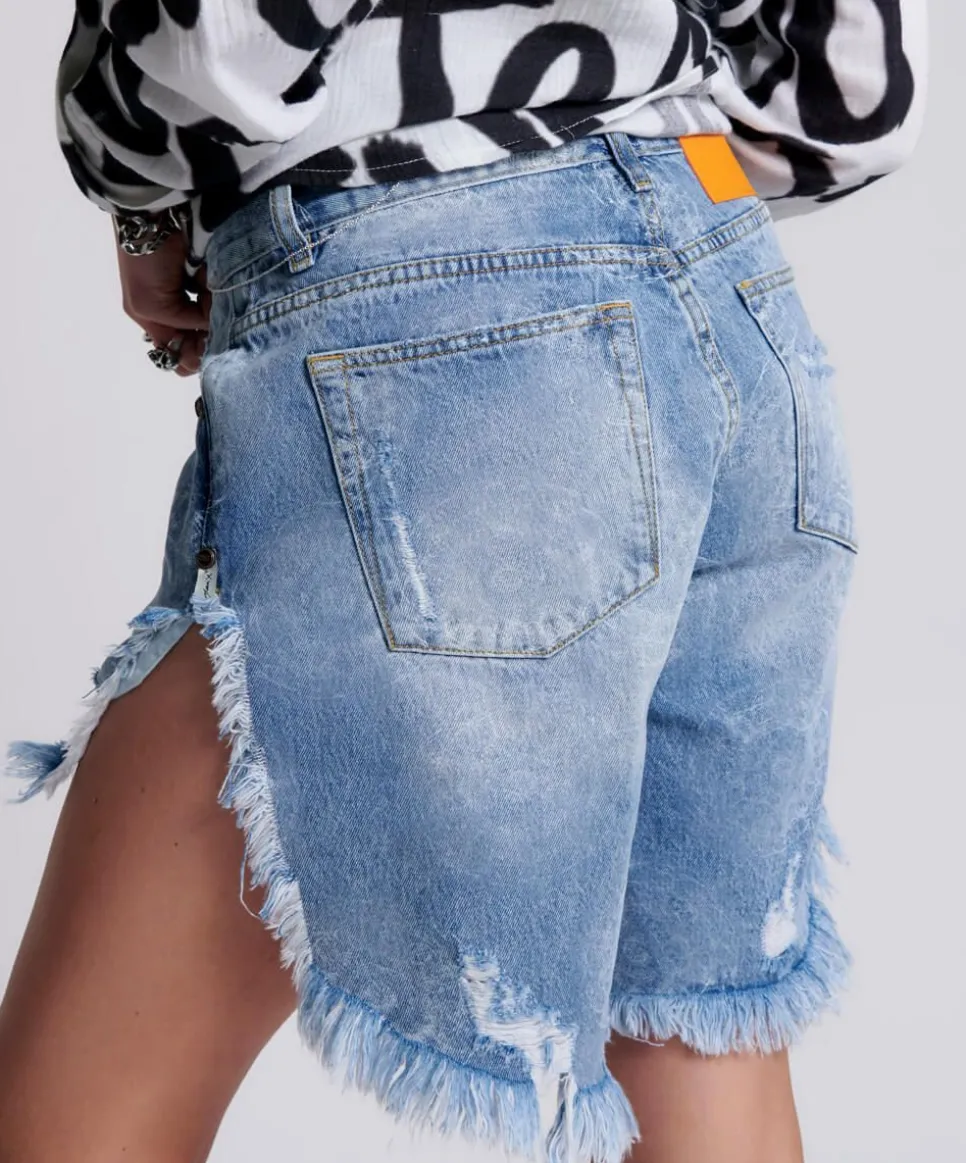 Denim Shorts|ONE TEASPOON Misty Cymatic Frankies Long Length Denim Shorts