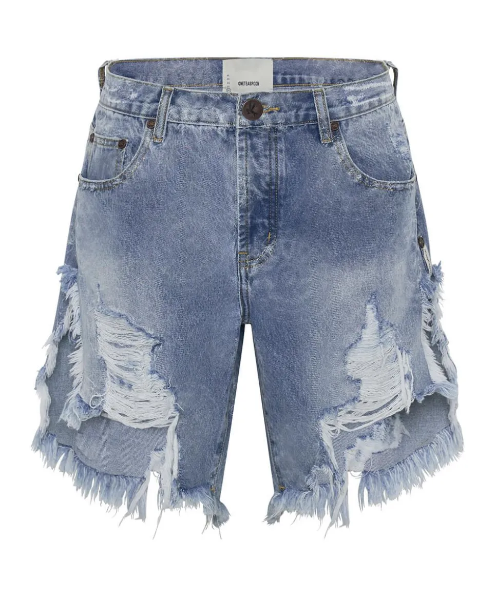Denim Shorts|ONE TEASPOON Misty Cymatic Frankies Long Length Denim Shorts