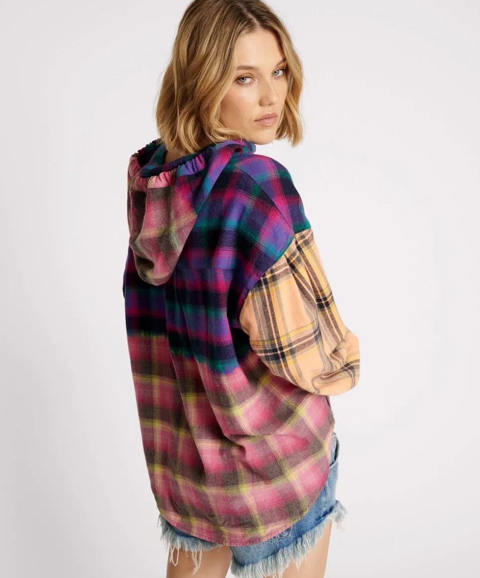 Shirts|ONE TEASPOON Mixed Flannel Hooded Shirt