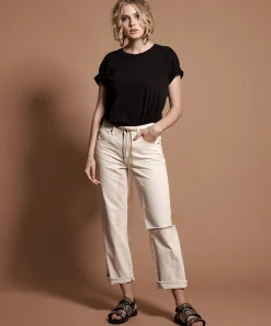 Denim Jeans|ONE TEASPOON Nashville Cream Truckers Mid Rise Straight Leg Jeans