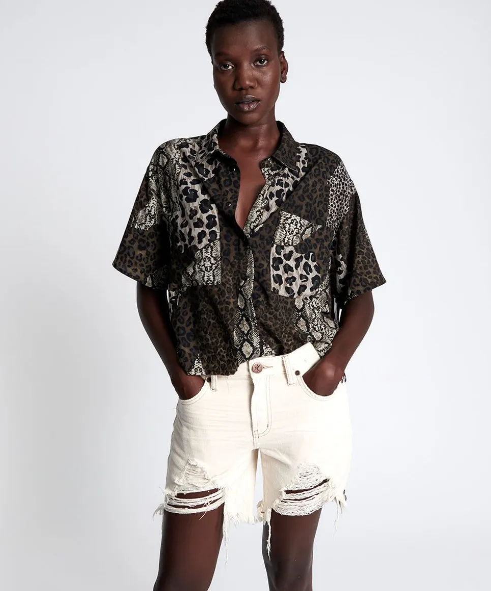 Denim Shorts|ONE TEASPOON Natural Stevies Long Boyfriend Shorts