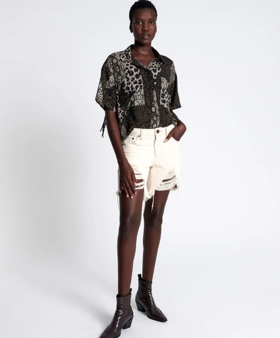 Denim Shorts|ONE TEASPOON Natural Stevies Long Boyfriend Shorts