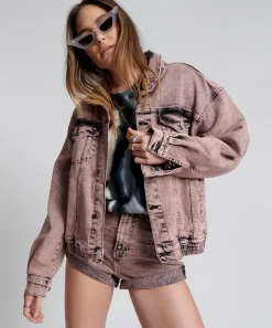 Jackets|ONE TEASPOON Night Haze Oversized Denim Trucker Jacket