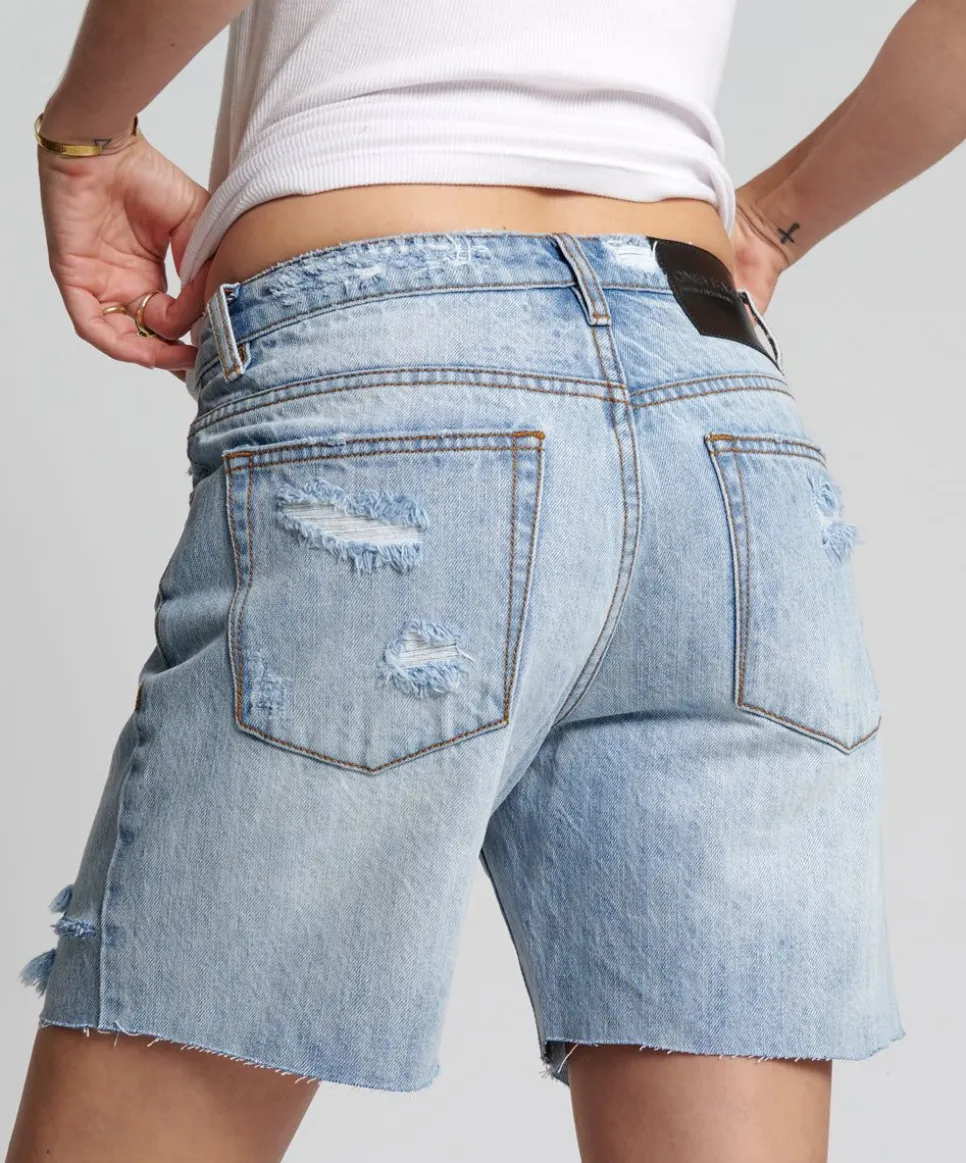 Denim Shorts|ONE TEASPOON Ocean Jackson Mid Waist Wide Leg Shorts