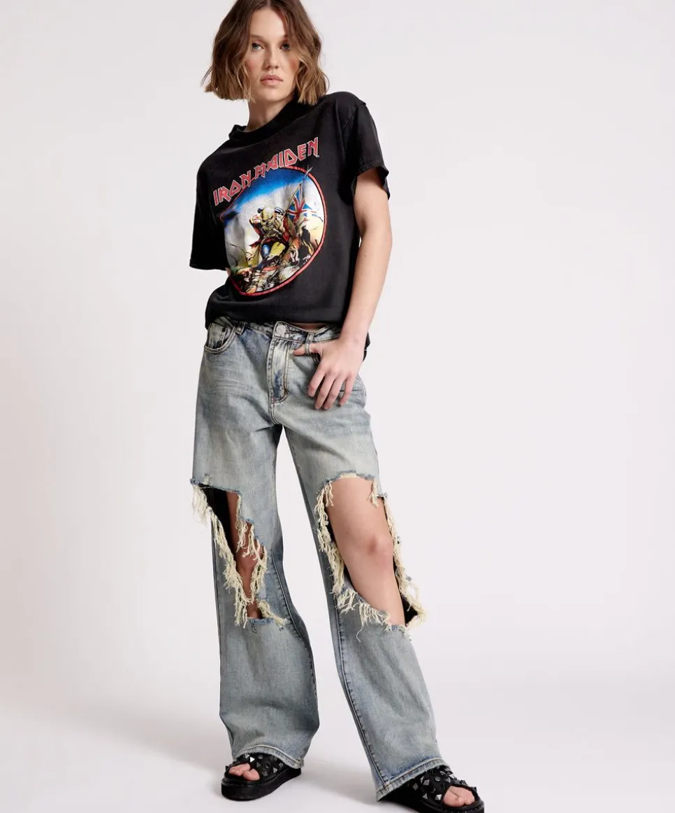 Denim Jeans|ONE TEASPOON Old Blue Jackson Mid Waist Wide Leg Jeans