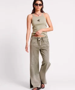 Denim Jeans|ONE TEASPOON Old Khaki Roadhouse Wide Leg Drawstring Jeans