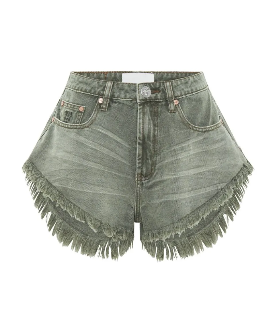 Denim Shorts|ONE TEASPOON Old Khaki Scout High Waist Flippy Shorts