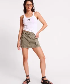 Denim Skirts|ONE TEASPOON Old Khaki Utility Biker Mini Skirt