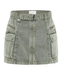 Denim Skirts|ONE TEASPOON Old Khaki Utility Biker Mini Skirt
