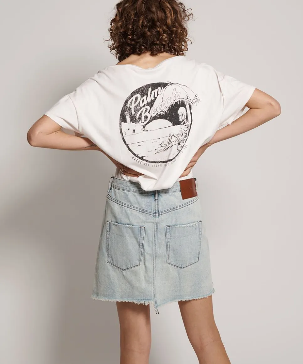 Denim Skirts|ONE TEASPOON Old West Viper High Waist Button Through Mini Skirt