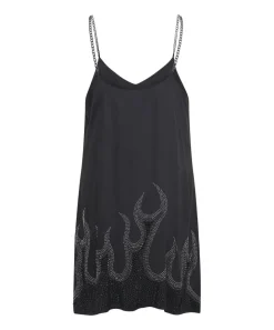 Mini Dresses|ONE TEASPOON On Fire Black Crystal Slip Dress