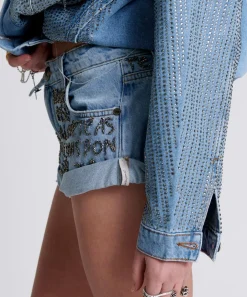 Denim Shorts|ONE TEASPOON Hand Embellished Bandit Low Waist Denim Shorts