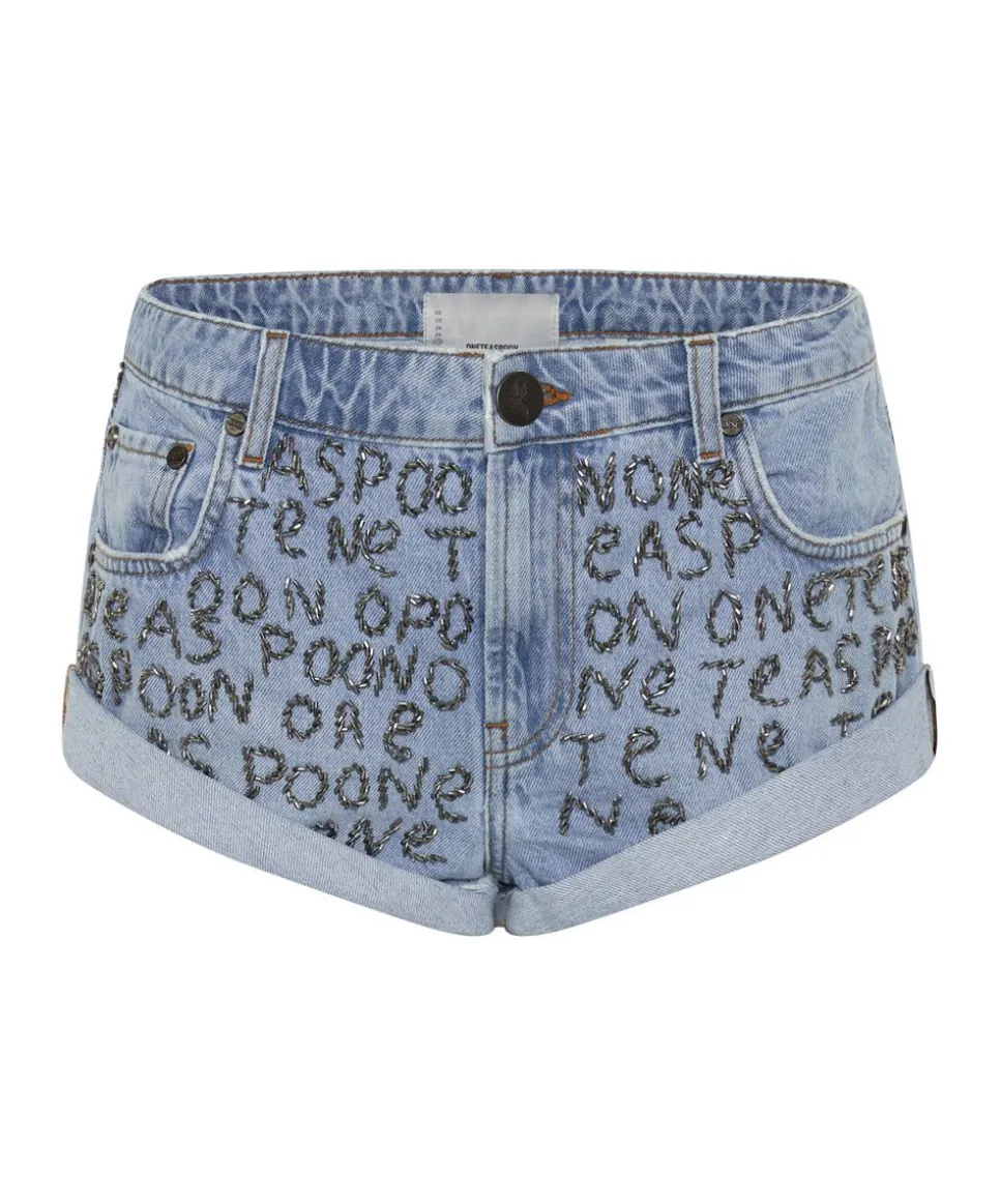 Denim Shorts|ONE TEASPOON Hand Embellished Bandit Low Waist Denim Shorts