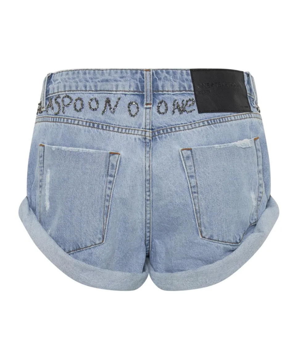 Denim Shorts|ONE TEASPOON Hand Embellished Bandit Low Waist Denim Shorts