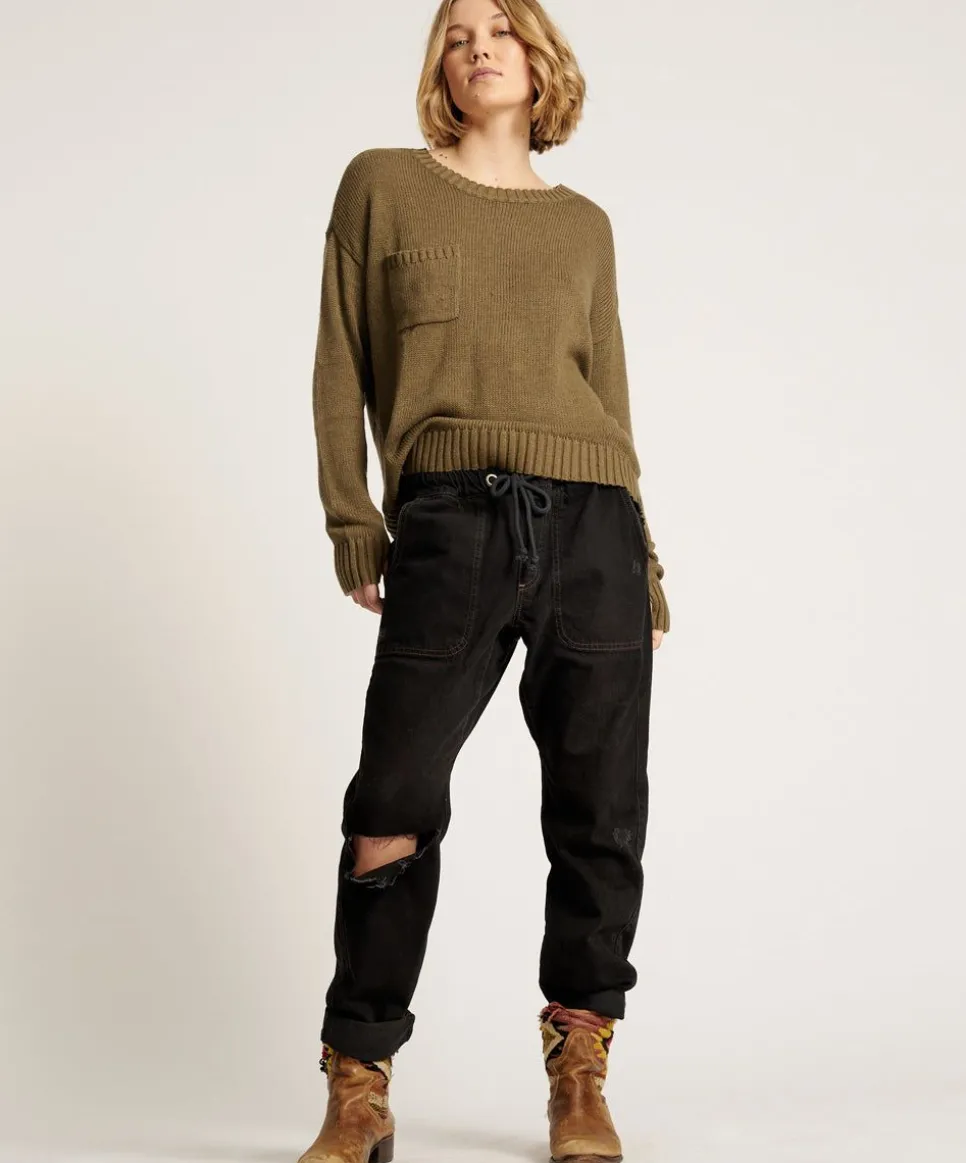 Denim Jeans|ONE TEASPOON Onyx Black Shabbies Drawstring Jeans