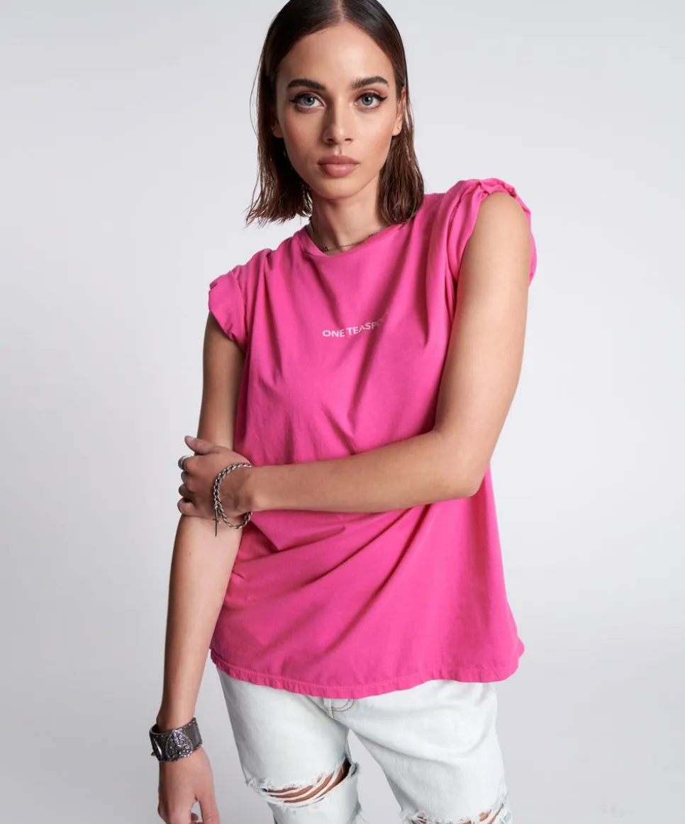 Organic Tees|ONE TEASPOON Organic Fluro Pink Oneteaspoon Logo Unisex Tee