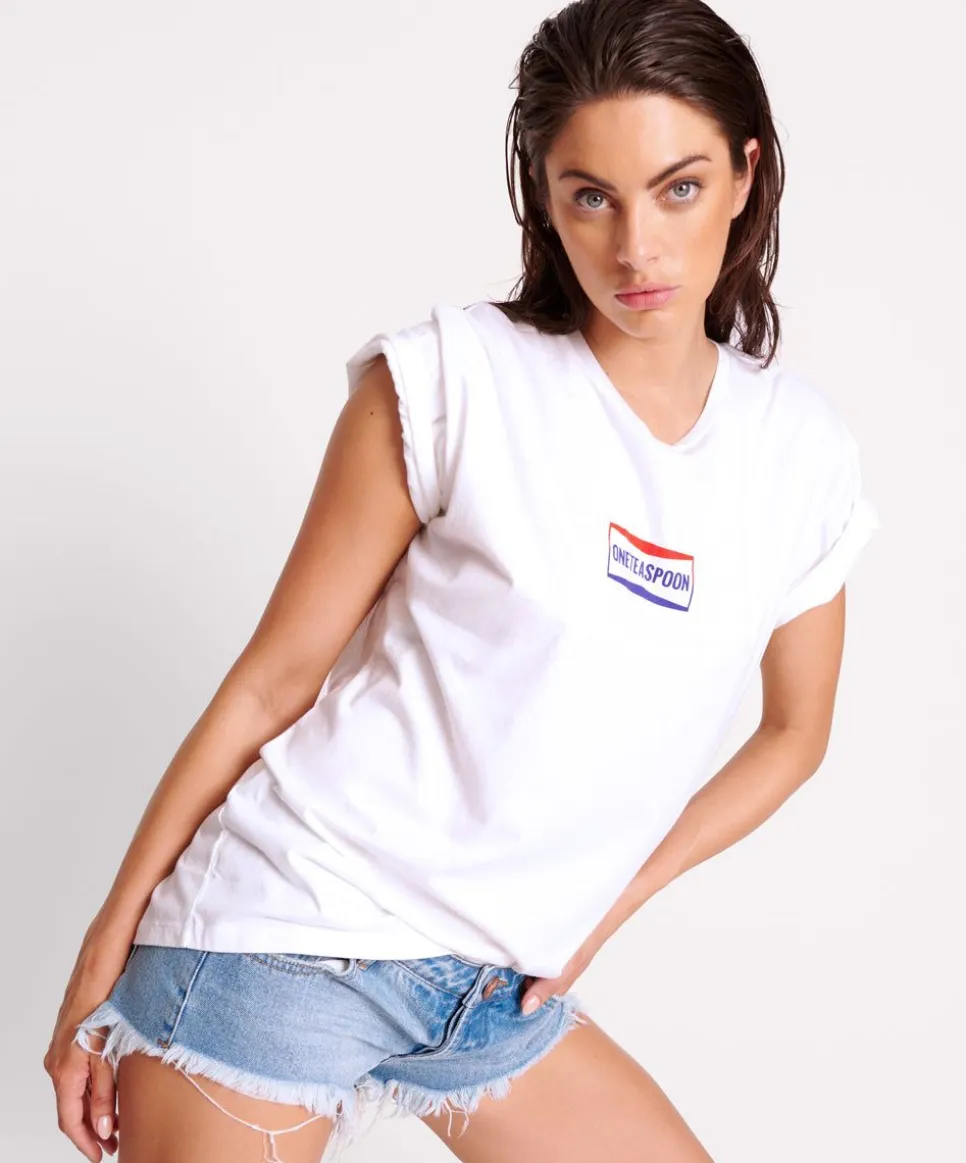 Graphic Tees|ONE TEASPOON Oversized Retro Logo Crew Tee