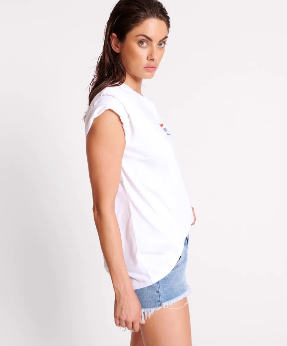 Graphic Tees|ONE TEASPOON Oversized Retro Logo Crew Tee