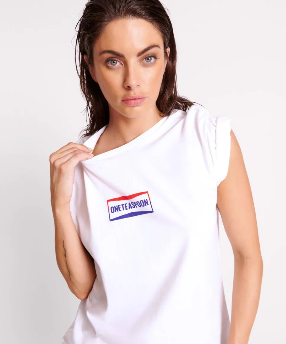 Graphic Tees|ONE TEASPOON Oversized Retro Logo Crew Tee