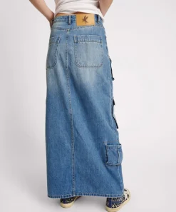 Denim Skirts|ONE TEASPOON Pacifica 90S Cargo Pocket Column Denim Skirt