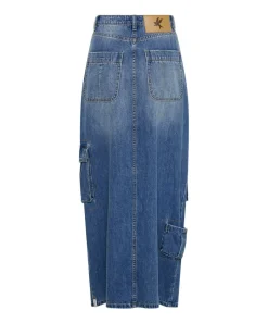 Denim Skirts|ONE TEASPOON Pacifica 90S Cargo Pocket Column Denim Skirt
