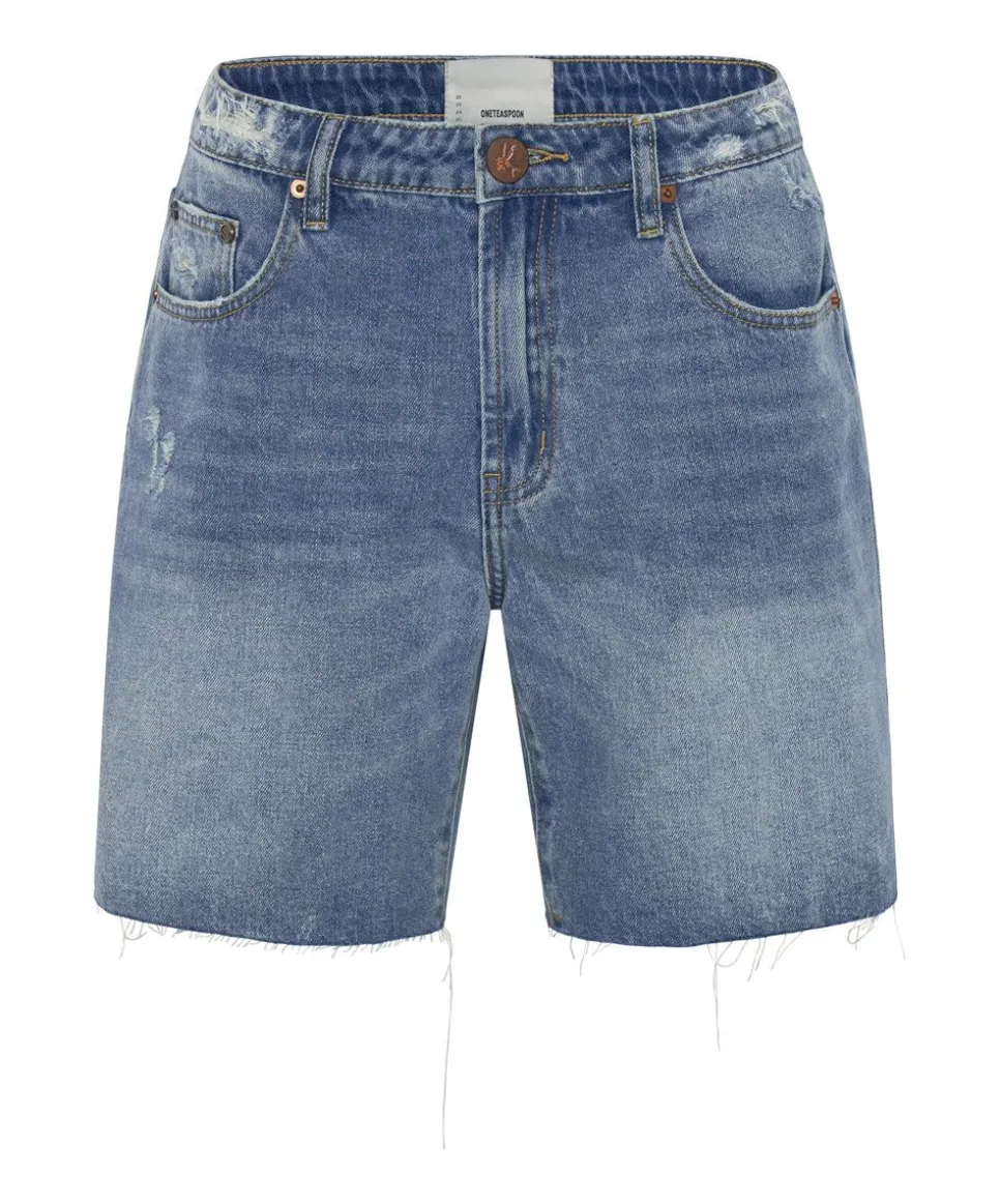 Denim Shorts|ONE TEASPOON Pacifica Smile Jackson Mid Waist Wide Leg Shorts