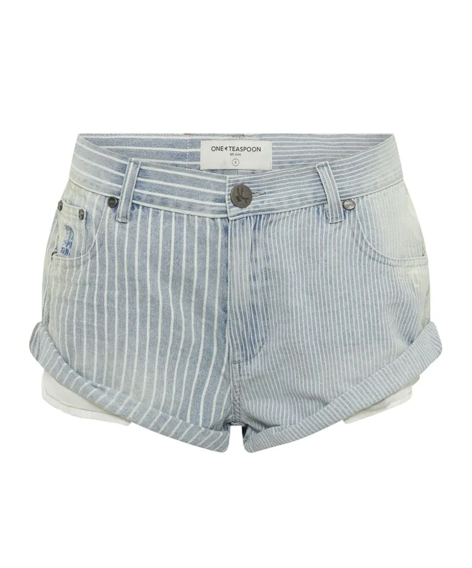 Denim Shorts|ONE TEASPOON Painters Stripe Bandit Low Waist Denim Shorts