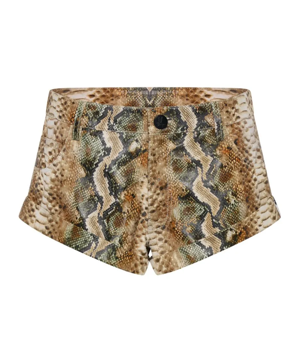Bottoms|ONE TEASPOON Pale Snake Leather Bandits Shorts