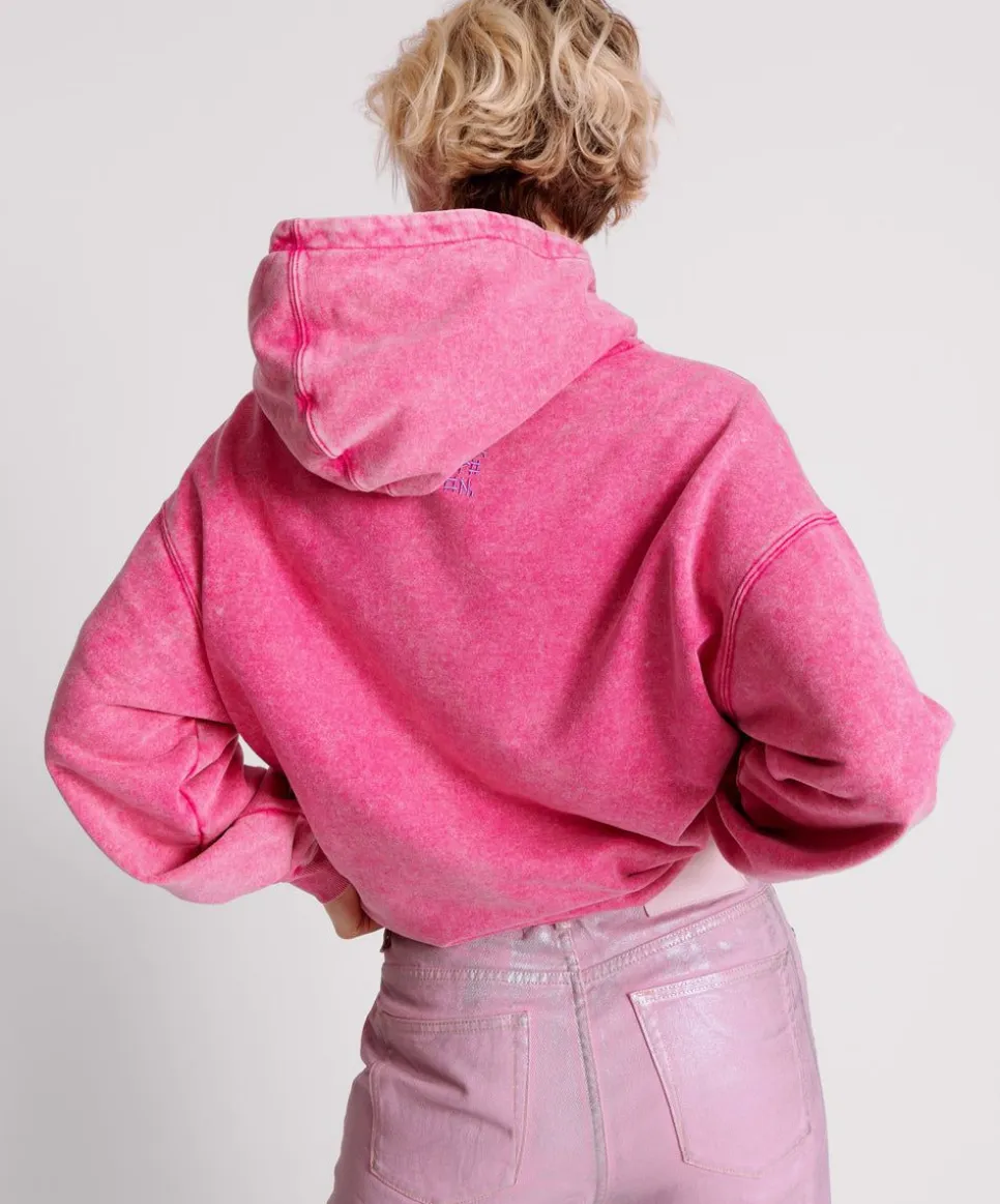 Hoodies And Sweats|ONE TEASPOON Pink Acid Speed Longline Hoody