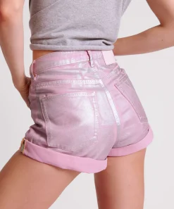Denim Shorts|ONE TEASPOON Pink Envy Foil Bandits High Waist Denim Shorts