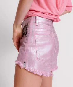 Denim Shorts|ONE TEASPOON Pink Envy Foil Bonitas High Waist Denim Shorts
