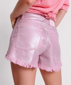 Denim Shorts|ONE TEASPOON Pink Envy Foil Bonitas High Waist Denim Shorts