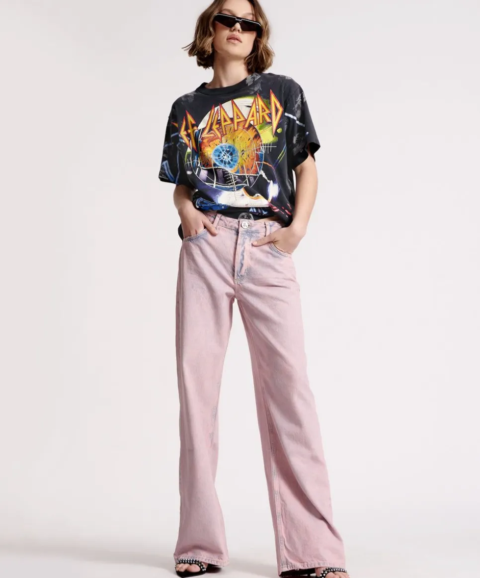 Denim Jeans|ONE TEASPOON Pink Haze Jackson Mid Waist Wide Leg Jeans