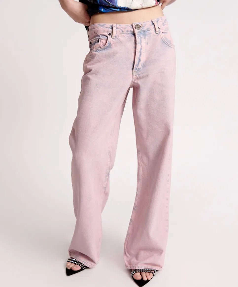 Denim Jeans|ONE TEASPOON Pink Haze Jackson Mid Waist Wide Leg Jeans