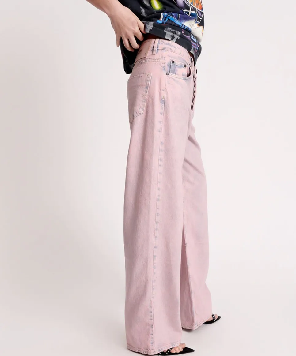 Denim Jeans|ONE TEASPOON Pink Haze Jackson Mid Waist Wide Leg Jeans