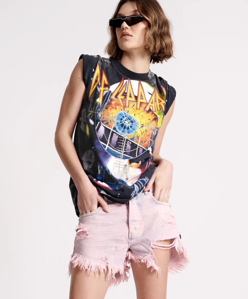 Denim Shorts|ONE TEASPOON Pink Haze Outlaws Mid Length Denim Shorts