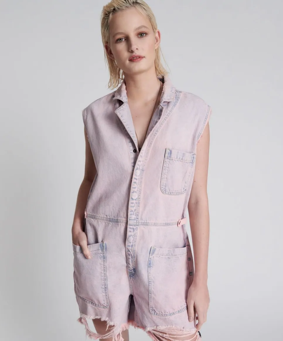 Denim Jumpsuits|ONE TEASPOON Pink Haze Palisades Overall