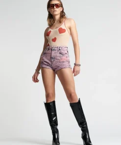 Denim Shorts|ONE TEASPOON Pink Pistol Bandits High Waist Denim Shorts