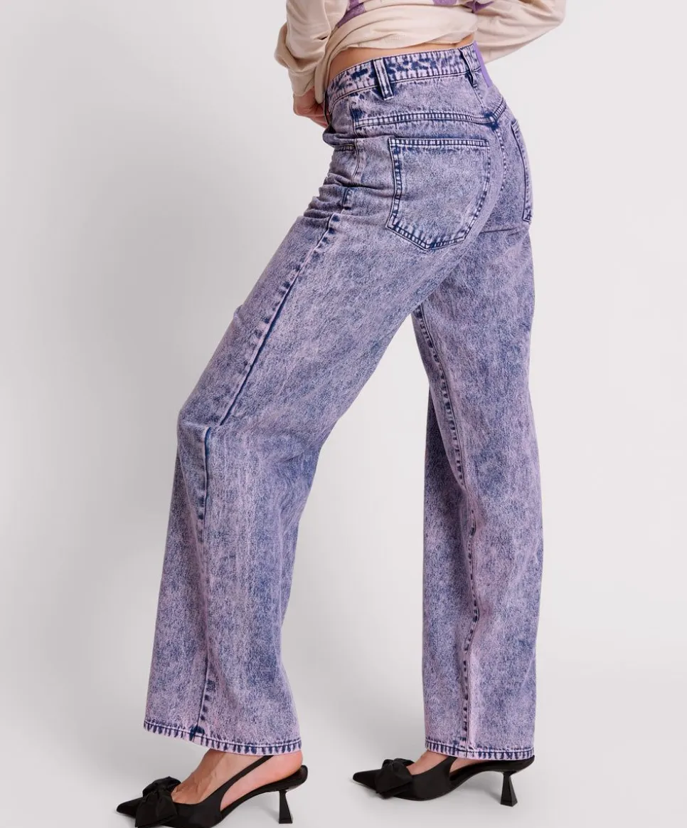 Denim Jeans|ONE TEASPOON Purple Rain Jackson Mid Waist Wide Leg Jeans
