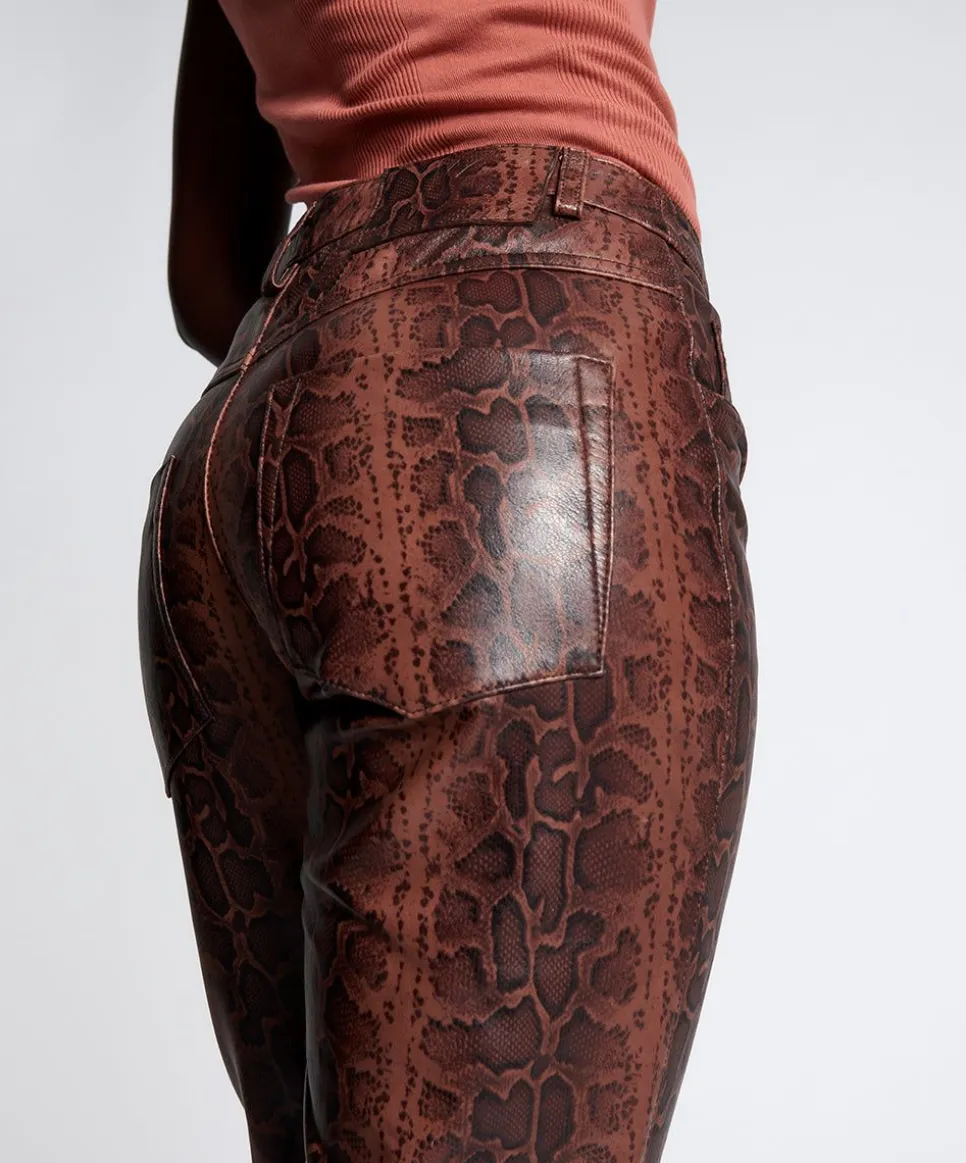 Bottoms|ONE TEASPOON Python Leather Trucker Pants
