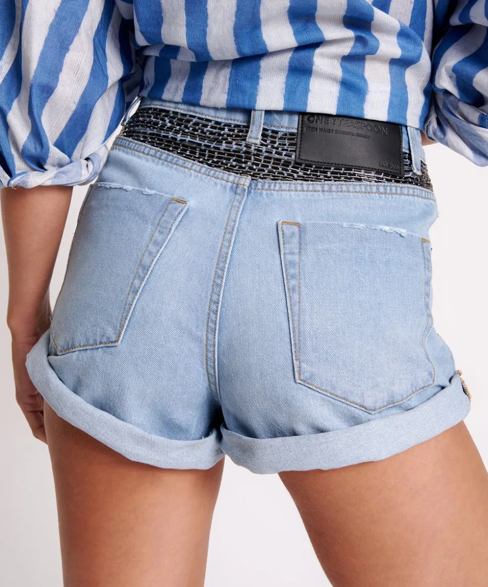 Denim Shorts|ONE TEASPOON Railed Sequin Bandits High Waist Denim Shorts